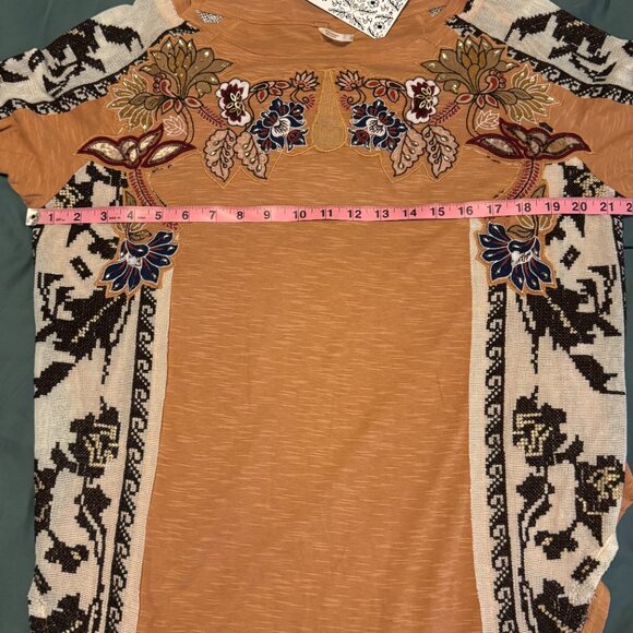 Free People Tan Embroidered Long Sleeve Top - Picture 8 of 15